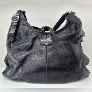 Coach Maggie Madison Black Pebble Leather Hobo Satchel Bag Purse